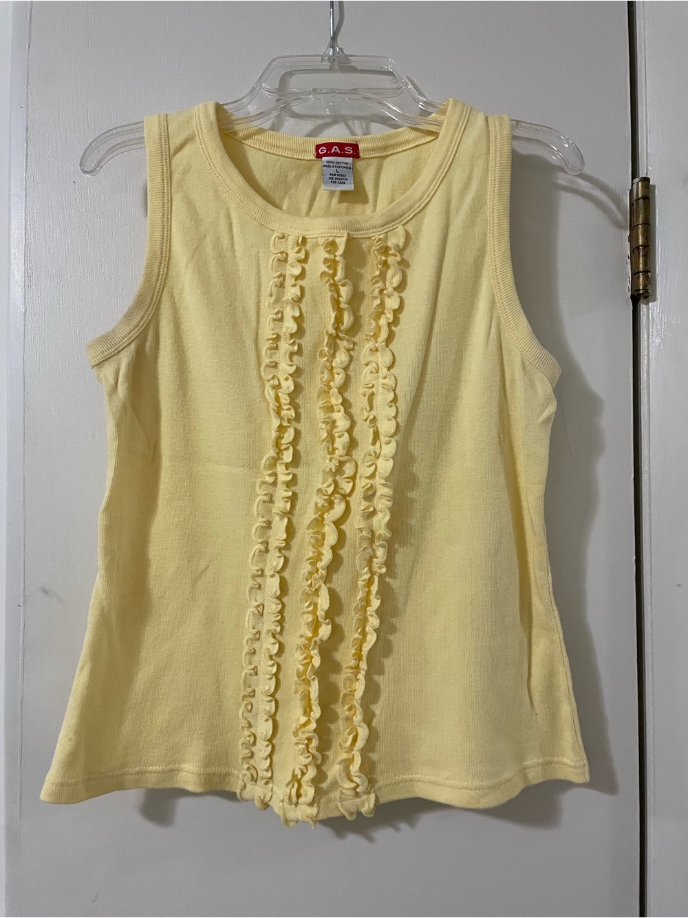 GAS butter yellow cotton Y2K ruffle tank top